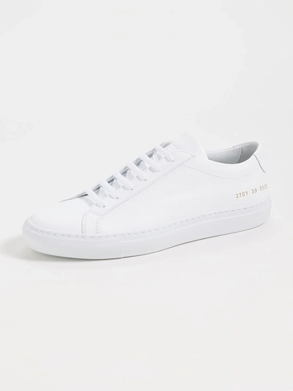Common Projects Original Achilles Low Sneaker White Leather Lace-Up Size 38